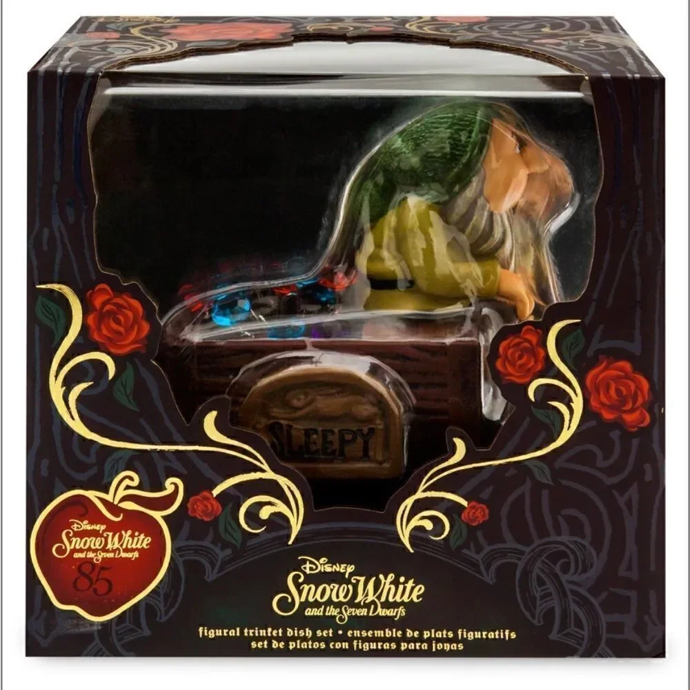 Disney Store Sleepy Snow White and the Seven Dwarfs Figural Trinket Dish Set